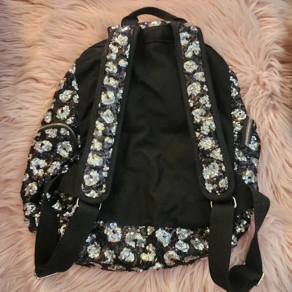 Victoria's Secret PINK sequin leopard backpack drawstring 2013